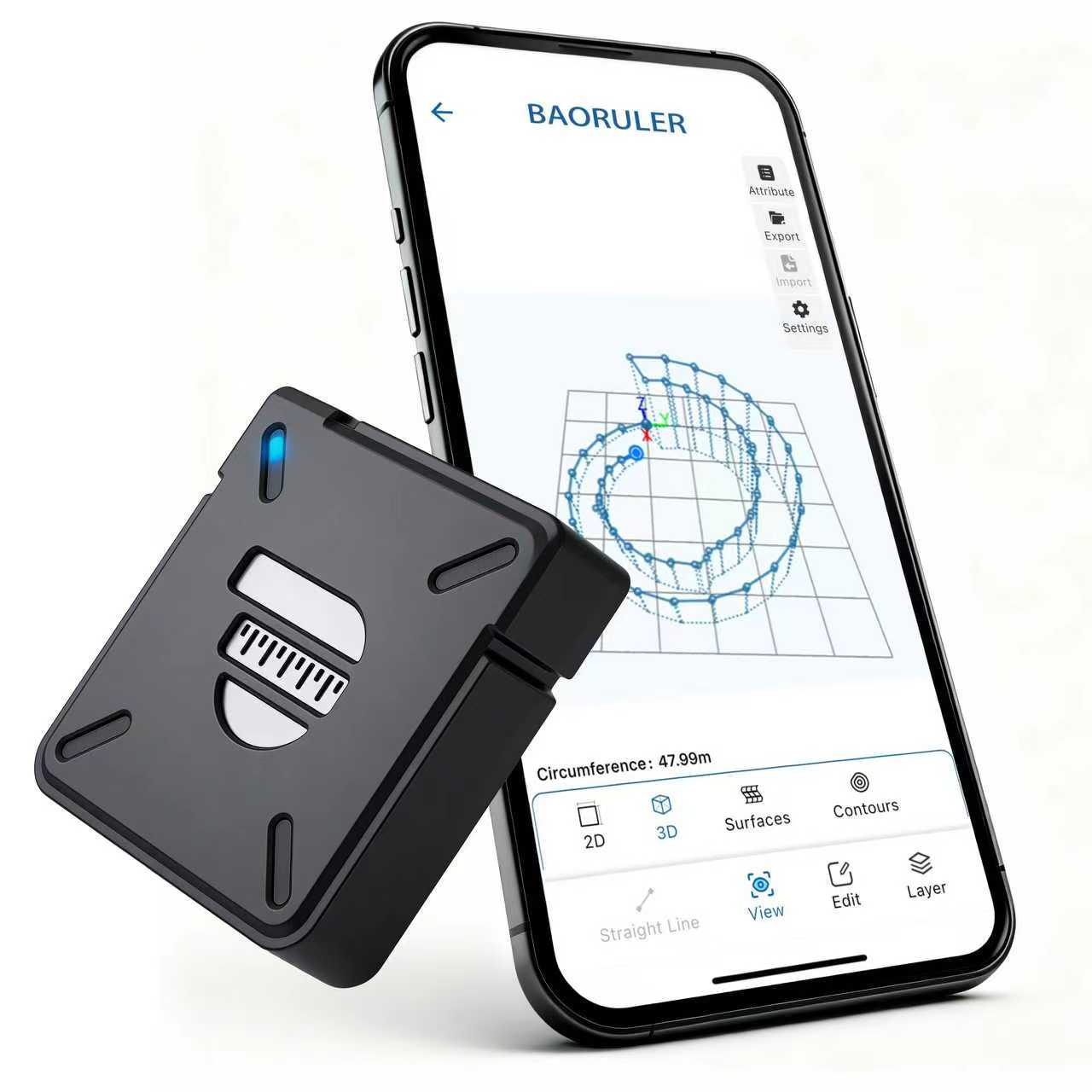 BAOTURE Motion-Based Measuring Tool – Walk & Measure Distance, Area & Perimeter, Portable Digital Measurement Device for Construction, Landscaping & DIY