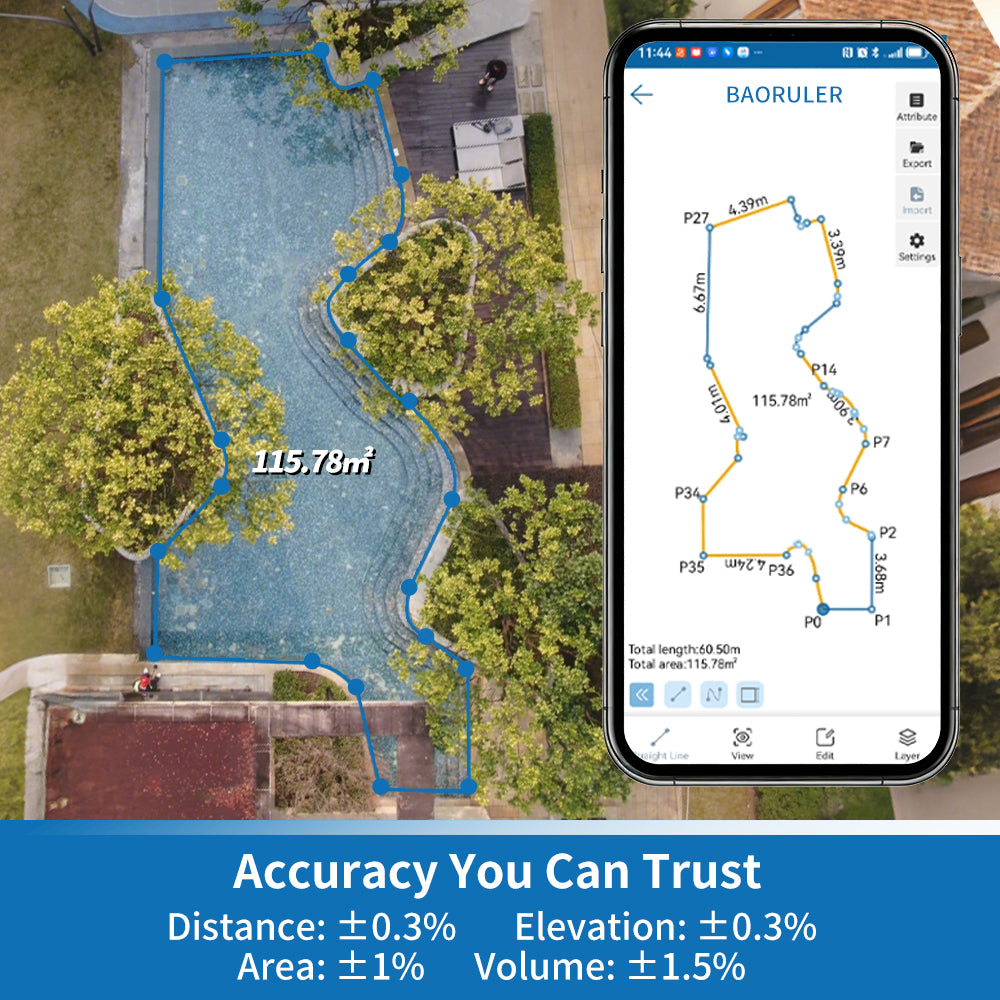 BAOTURE Motion-Based Measuring Tool – Walk & Measure Distance, Area & Perimeter, Portable Digital Measurement Device for Construction, Landscaping & DIY